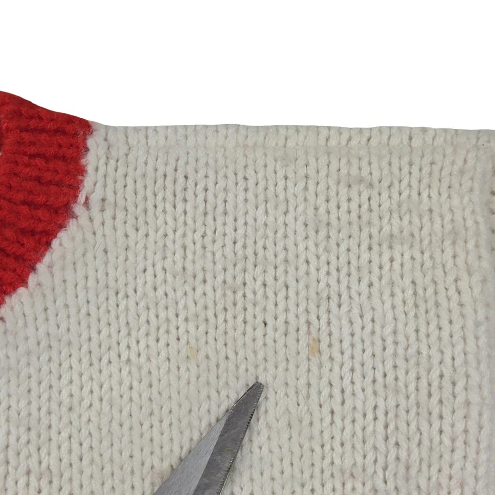 Vintage Hearts & Triangles Kids Knit Cardigan School Apple Embroidered Cream Red